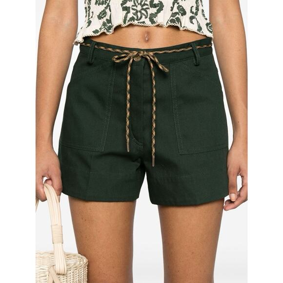NWT Sandro Green Fold over String Two Toned Shorts 38 US 6 - Picture 2 of 6